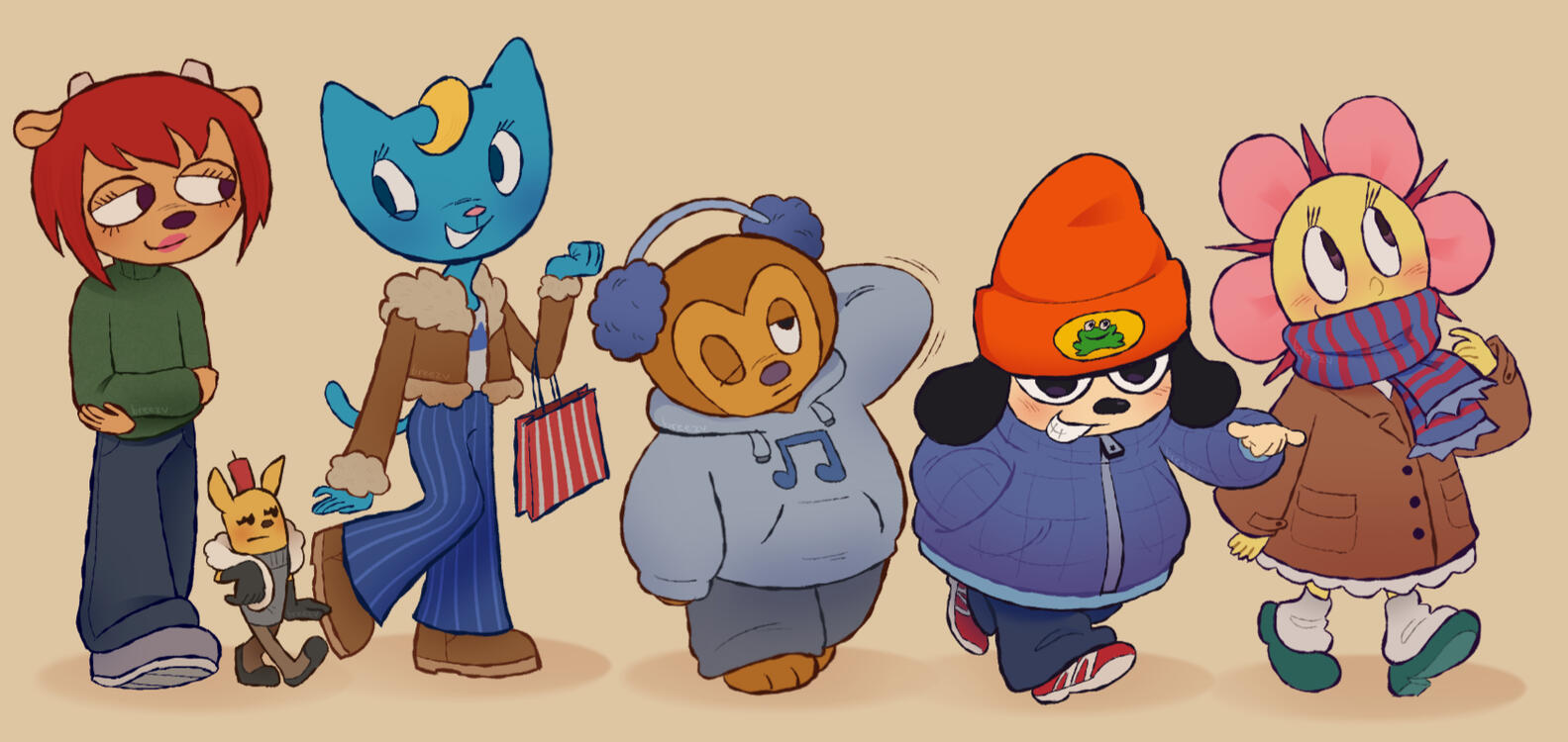 the cast of parappa + um jammer lammy
